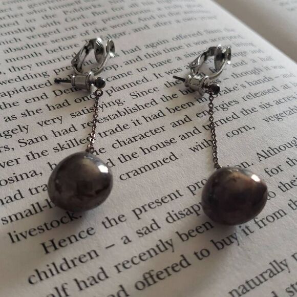 Vintage Long Dangle Ball Earrings - Picture 3 of 5